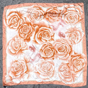 Vintage Codello silk scarf peach roses print floral